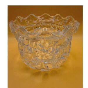 Imperial Crystal Santa Sack Candy Dish 4in Crystal Ruffled Holiday Candy Dish